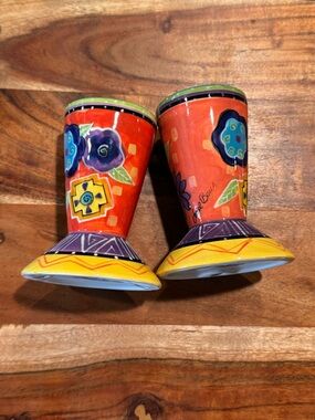 Set Of 2-Laurel Burch Taper Candleholder, Bella Casa by Ganz, multicolor floral